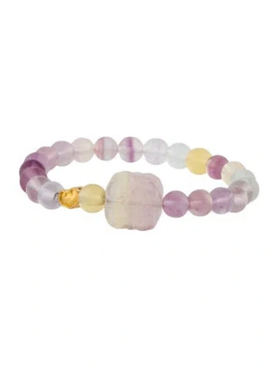 Pre-owned Bracelet 24k Fluorite Bead , 6" In Multi