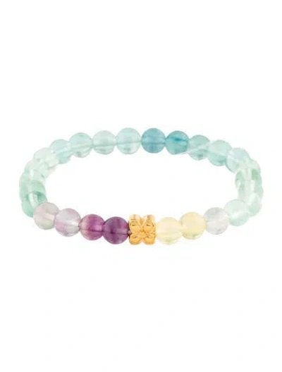 Pre-owned Bracelet 24k Fluorite Beaded , 5.5" In Multi