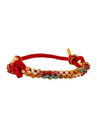 Pre-owned Bracelet 24k Nylon Wrap  In Red
