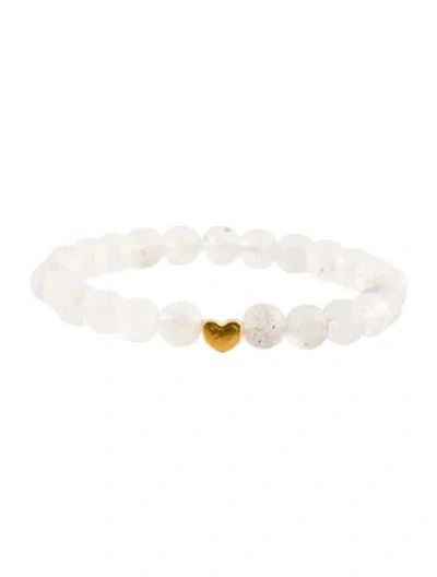 Pre-owned Bracelet 24k Quartz Heart Charm Bead , 6.25" In Multi