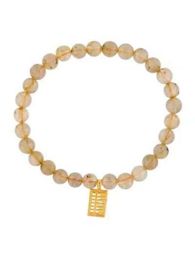 Pre-owned Bracelet 24k Rutilated Quartz Stretch Bead , 6.25" In Multi