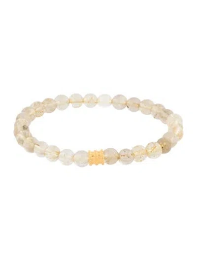 Pre-owned Bracelet 24k Rutilated Quartz Tube Bead , 6.5" In Multi