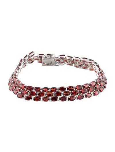 Pre-owned Bracelet 28.75ctw Garnet 3-row Link , 7" In Multi