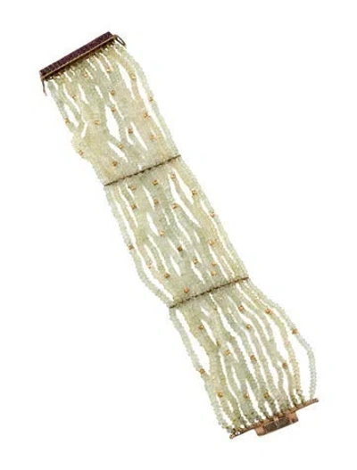 Pre-owned Bracelet Aquamarine & Rhodolite Multistrand , 6.75"