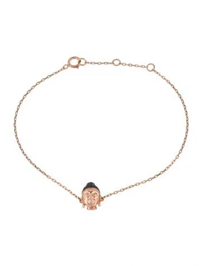 Pre-owned Bracelet Cr By Casa Reale 14k Diamond Buddha Charm , 7" In Multi