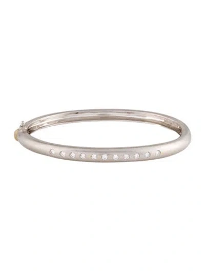 Pre-owned Bracelet Dankner 18k Diamond Hinged Bangle, 6.25" In Multi