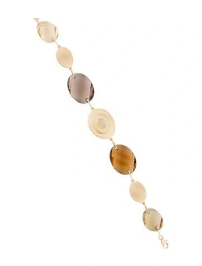 Pre-owned Bracelet Denoir 18k Diamond, Citrine & Smoky Quartz Petal  In Multi