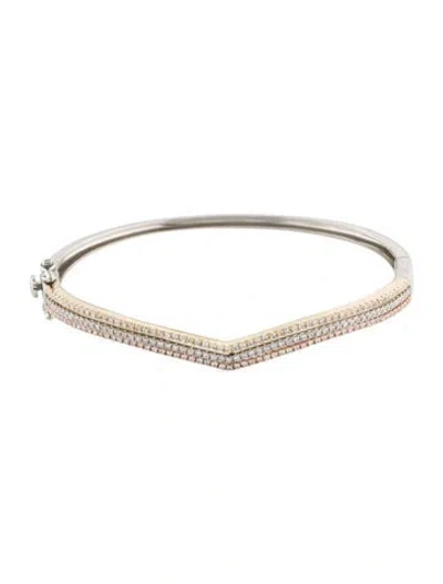 Pre-owned Bracelet Diamond 3 Row Bangle , 6.75" In Multi