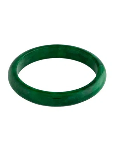 Pre-owned Bracelet Dyed Jadeite Bangle, 7.5" In Green
