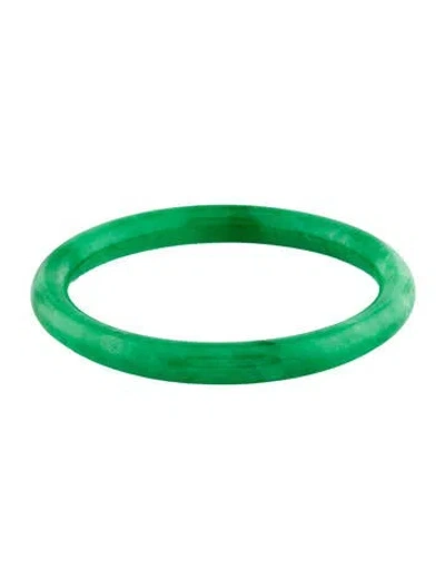 Pre-owned Bracelet Dyed Jadeite Bangle , 7.25" In Green