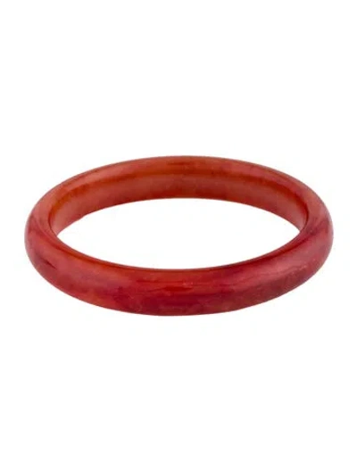 Pre-owned Bracelet Dyed Jadeite Carved Slip-on Bangle , 6.75" In Multi
