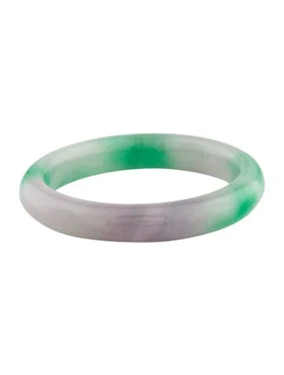Pre-owned Bracelet Dyed Jadeite Slip-on Bangle , 6.75" In Multi