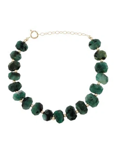 Pre-owned Bracelet Emerald Bead , 7.75" In Multi