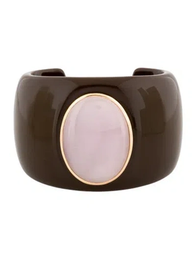 Pre-owned Bracelet Eva Nueva 18k Bakelite & Glass Cuff , 6.75" In Multi