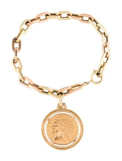 Pre-owned Bracelet Five Dollars Liberty Coin Charm , 6.75" In Multi