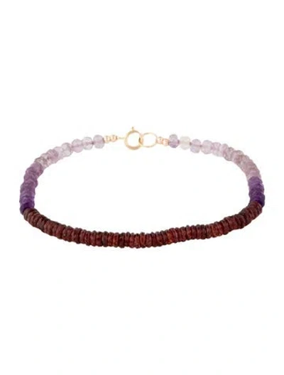 Pre-owned Bracelet Garnet & Amethyst Bead , 7.5" In Multi