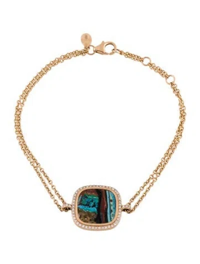 Pre-owned Bracelet Indygo 14k Diamond & Resin Station , 7.25" In Multi