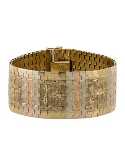 Pre-owned Bracelet Italomex 18k Tri-color Engraved , 7.75" In Multi