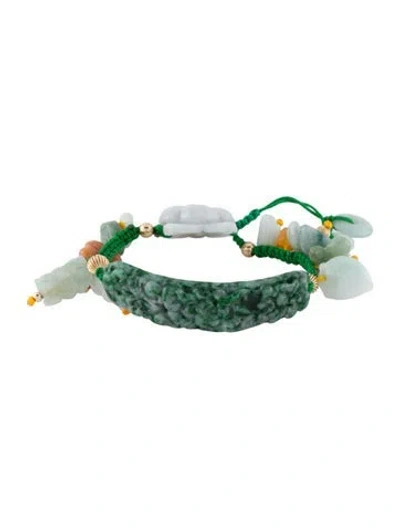 Pre-owned Bracelet Jadeite & Carnelian Adjustable , 7" In Multi