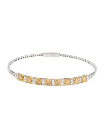 Pre-owned Bracelet Mondani Jewels 14k 1.31ctw Diamond Flexible Bangle , 7" In Multi