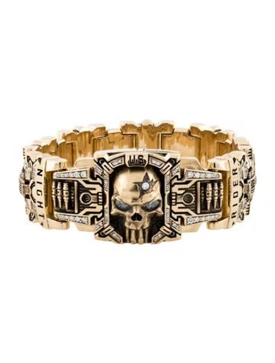 Pre-owned Bracelet Nightrider 14k Diamond Sheepdog Interlock Link, 7.25" In Multi