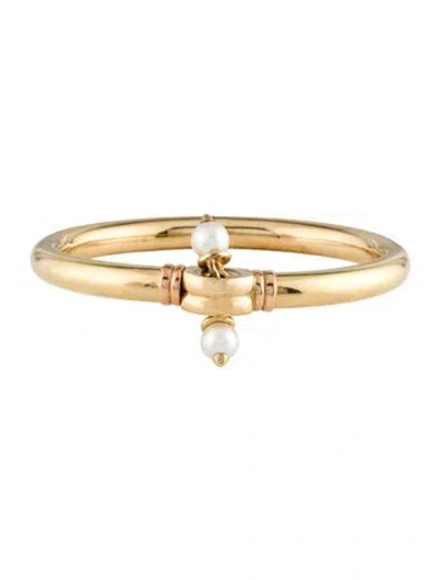 Pre-owned Bracelet Omar Torres 18k Pearl Cuff , 6.75" In Multi