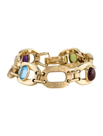 Pre-owned Bracelet Oro Alexander 14k Multistone Link , 6.75"