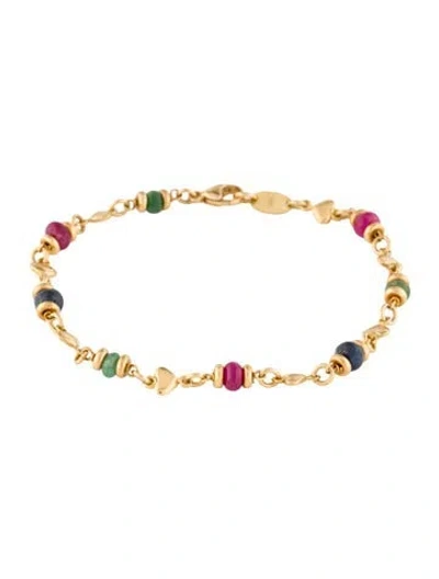 Pre-owned Bracelet Orsogrigio 18k Ruby, Sapphire & Emerald Bead , 6.5" In Multi