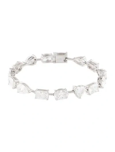 Pre-owned Bracelet Platinum 15.76ctw Lab-grown Diamond Station , 6" In Multi