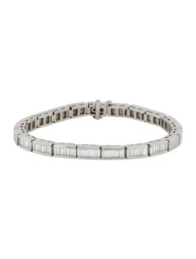 Pre-owned Bracelet Platinum 2.10ctw Diamond Rectangle Block Link , 6.5" In Multi