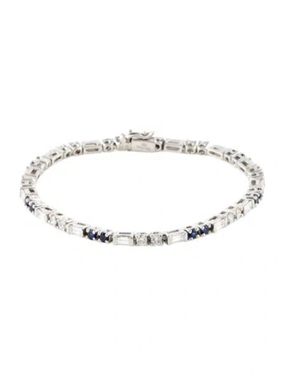 Pre-owned Bracelet Platinum 2.50ctw Diamond & Sapphire , 6" In Multi