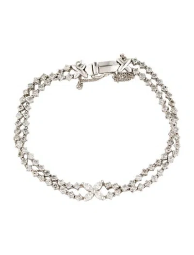 Pre-owned Bracelet Platinum 3.54ctw Diamond Multistrand , 6.5"