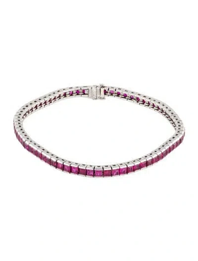 Pre-owned Bracelet Platinum 5.11ctw Ruby Line , 6.75" In Multi
