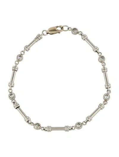 Pre-owned Bracelet Platinum Diamond Link , 6.75" In Multi