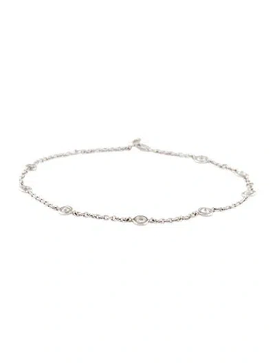 Pre-owned Bracelet Platinum Diamond Station , 9" In Multi