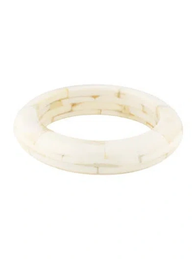 Pre-owned Bracelet Resin Bangle , 8.5" In White