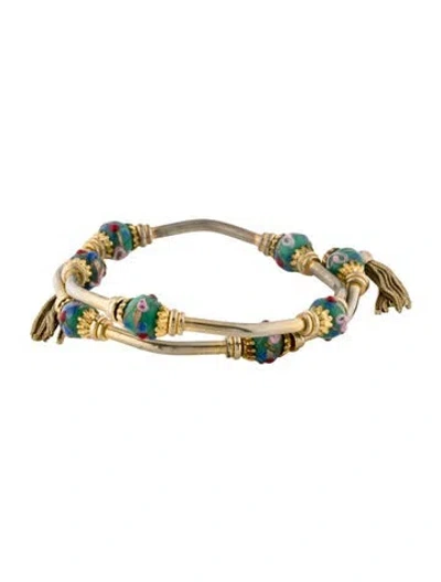 Pre-owned Bracelet Resin Tassel Wrap , 7.75" In Multi