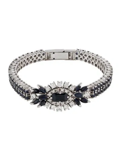 Pre-owned Bracelet Sapphire & Diamond Station , 6.5" In Multi