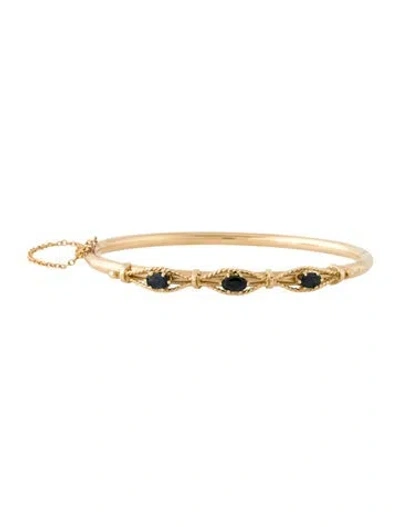 Pre-owned Bracelet Sapphire Three Stone Hinged Bangle , 6.5" In Multi
