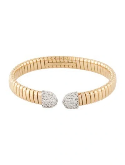 Pre-owned Bracelet Tessitore 18k Diamond Flex Tubogas Cuff , 6" In Multi