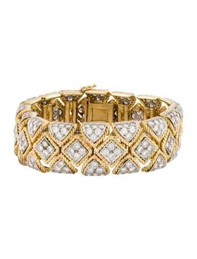 Pre-owned Bracelet Two-tone 13.33ctw Diamond Wide Link , 6.25" In Multi