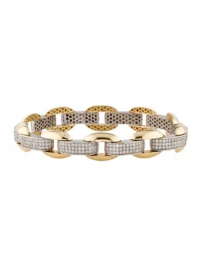 Pre-owned Bracelet Two-tone 14k 3.92ctw Diamond Bar Link , 7.25" In Multi