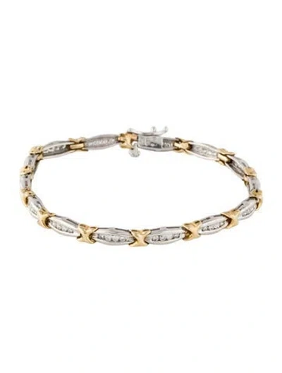 Pre-owned Bracelet Two-tone Diamond Link , 6.75" In Multi