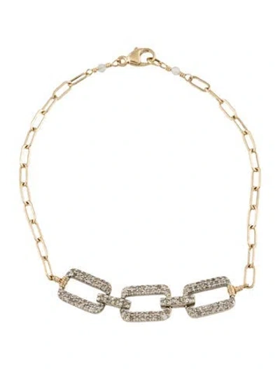 Pre-owned Bracelet Two-tone, Diamond Link Station , 7.25" In Multi