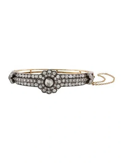 Pre-owned Bracelet Victorian 5.14ctw Diamond Hinged Bangle , 6.5" In Multi