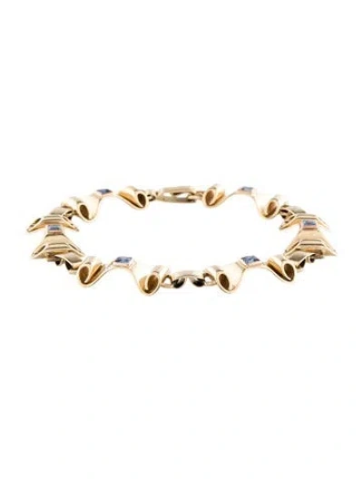 Pre-owned Bracelet Vintage 14k 1.08ct Sapphire Bow Link , 7.5" In Multi
