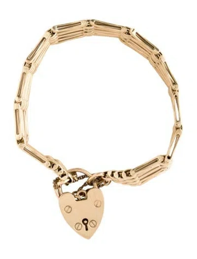 Pre-owned Bracelet Vintage 9k Heart Lock , 7", 7" In Multi