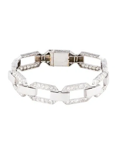 Pre-owned Bracelet Vintage Platinum Diamond Link , 7" In Multi