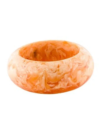 Pre-owned Bracelet Vintage Wide Marbled Resin Bangle, 9" In Multi
