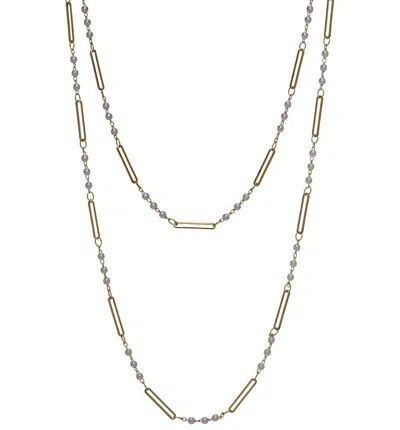 Bracha Del Sol Double Strand Necklace In Pearl In Beige